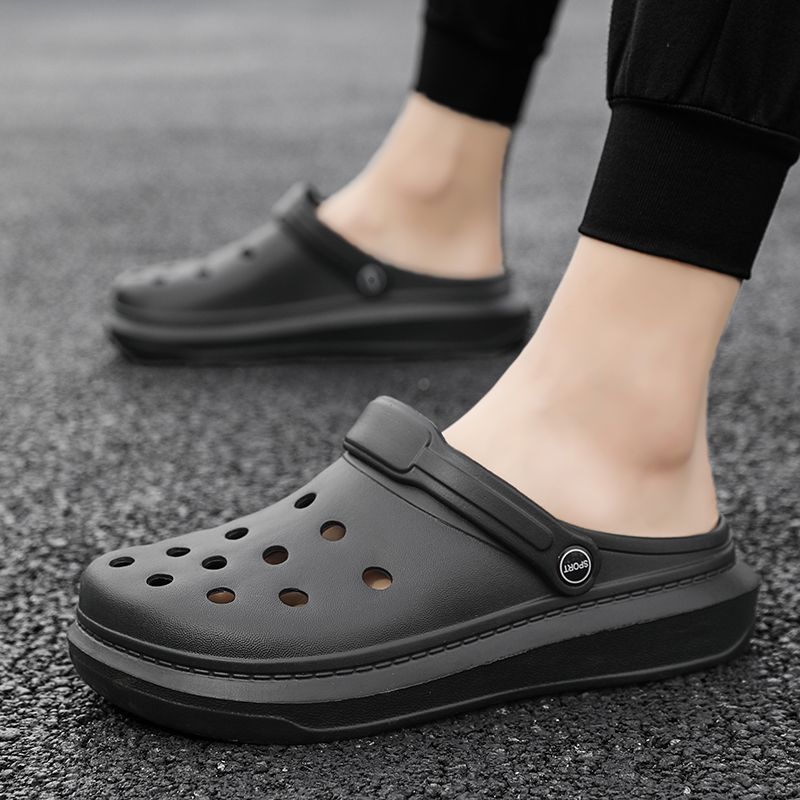 Men Shoes Elegant - Beach Breathable Platform Male Hole Slipper