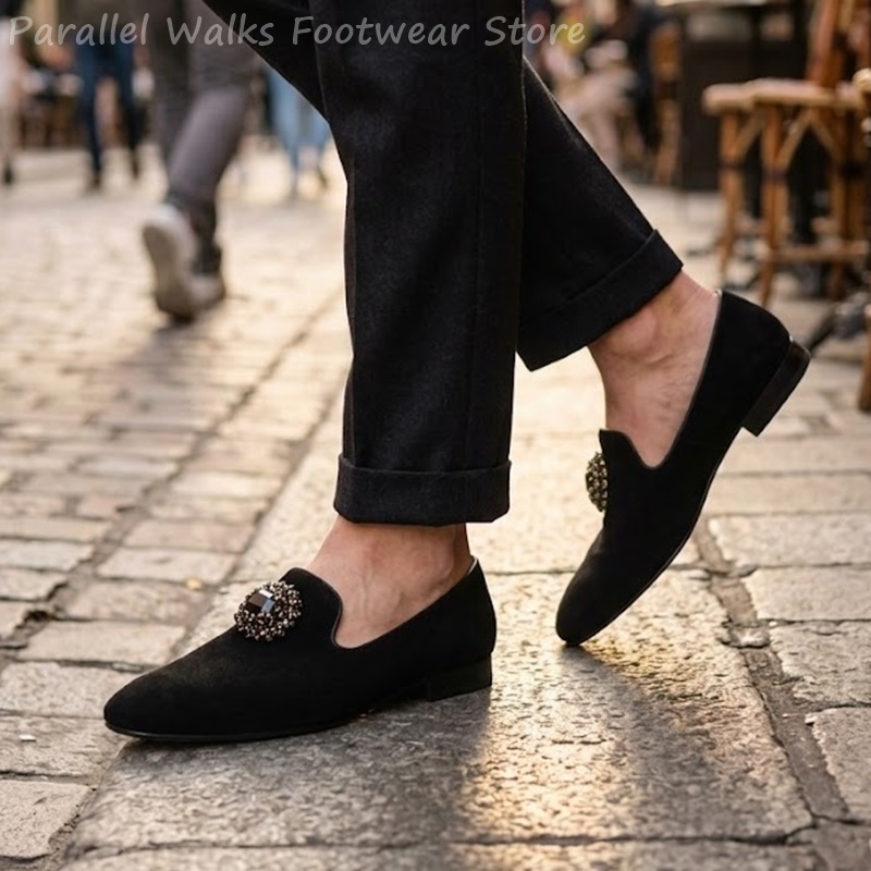 Men Suede Loafers Rhinestone C - Men Shoes For Wedding recension och pris