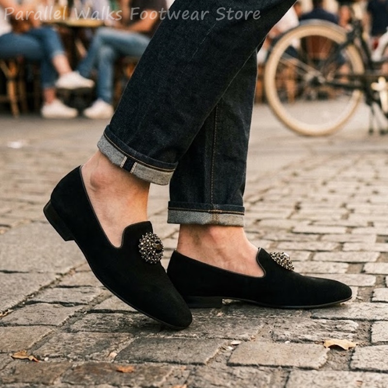 Men Suede Loafers Rhinestone C - Men Shoes For Wedding recension och pris