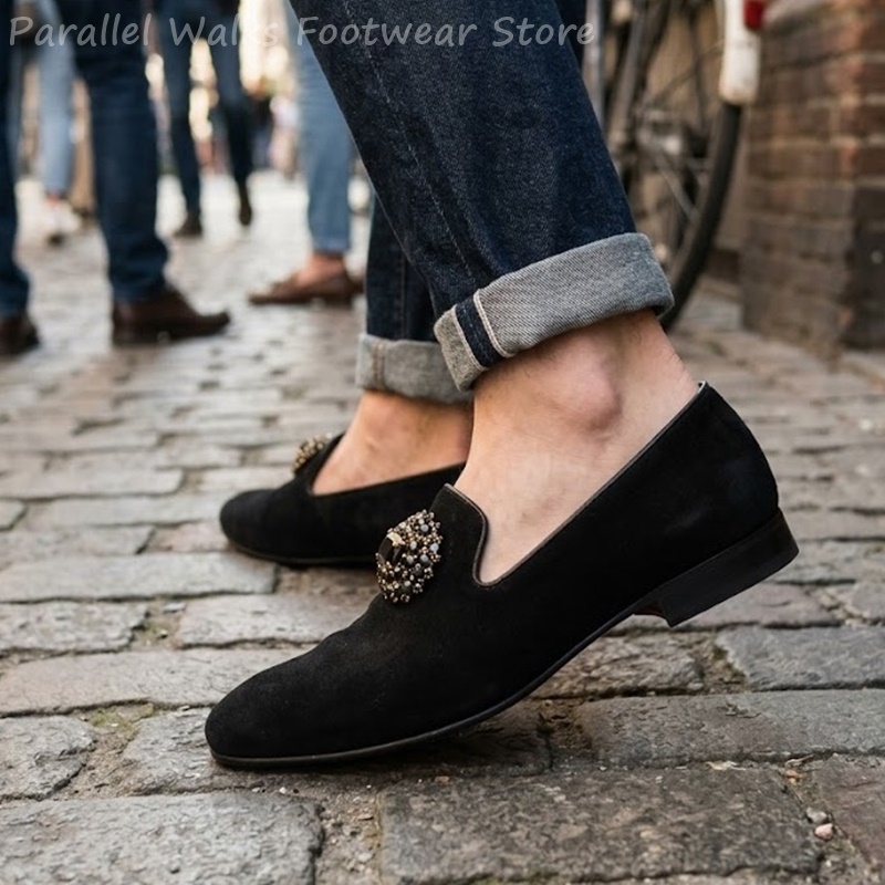 Men Suede Loafers Rhinestone C - Men Shoes For Wedding recension och pris