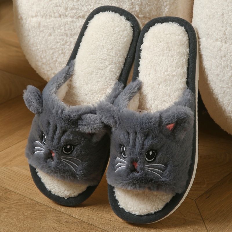 Cute Cat Plush Flip Flops For  - Men'S Shoes Slip On recension och pris