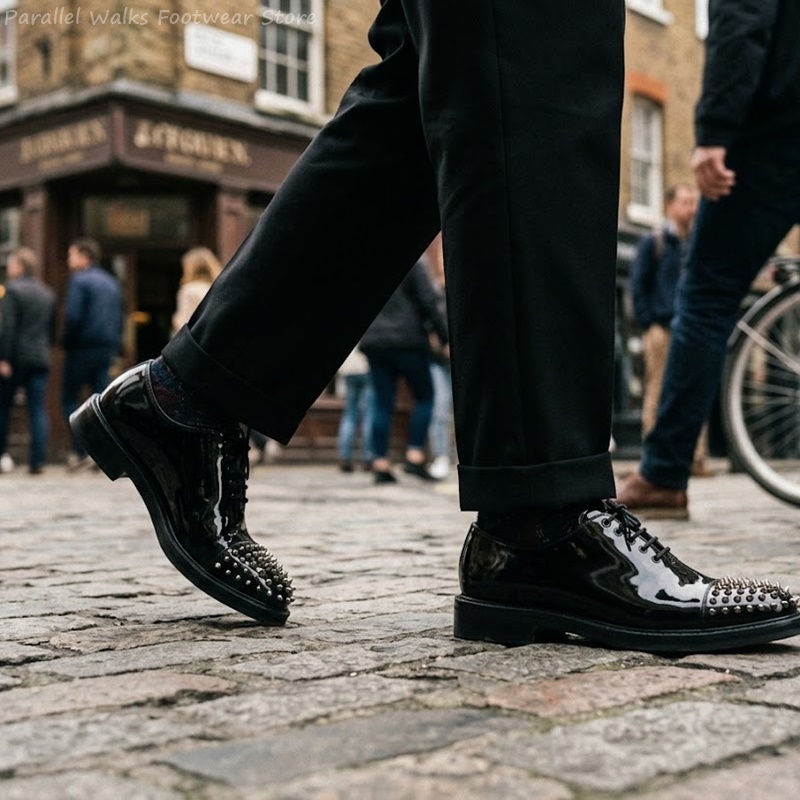 Patent Leather Metallic Studs  - Men Shoes For Wedding recension och pris