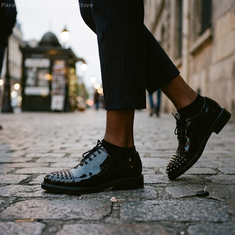 Patent Leather Metallic Studs  - Men Shoes For Wedding recension och pris