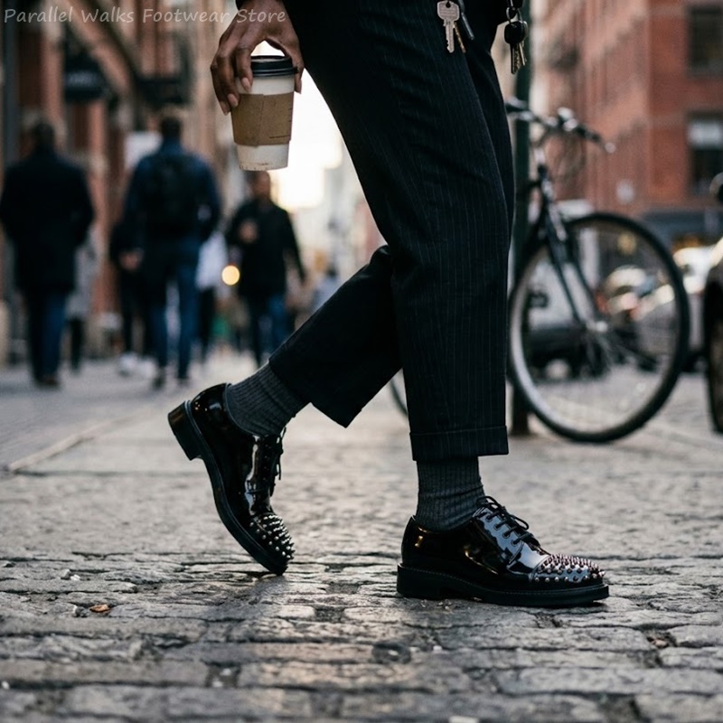 Patent Leather Metallic Studs  - Men Shoes For Wedding recension och pris