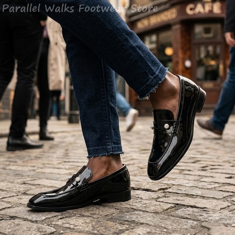 Men Black Patent Faux Suede Rh - Men Shoes For Wedding recension och pris