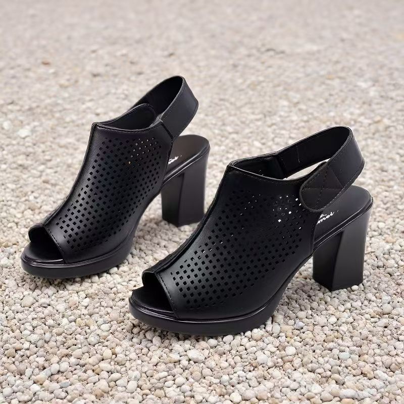 Women Big Size High Heel Peep  - Velcro Strap Sandal recension och pris