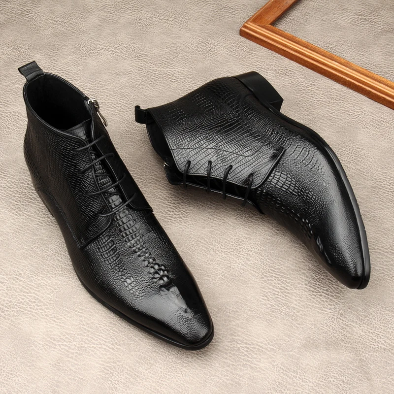 Luxury Mens Genuine Leather Bo - Men Shoes For Wedding recension och pris